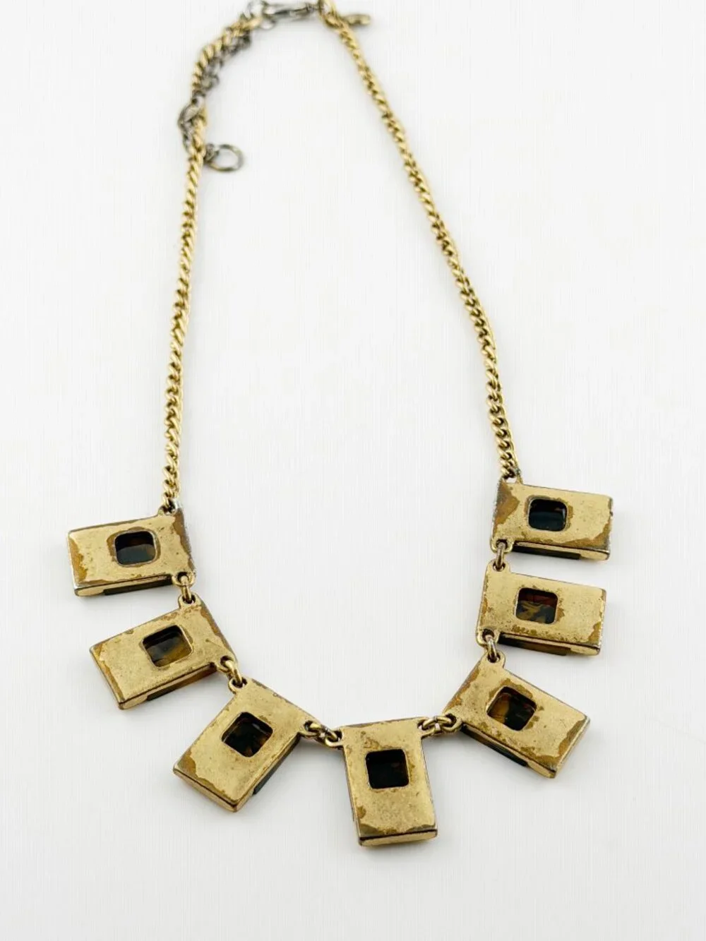 J. Crew Tortoise & Crystal Geometric Statement Necklace – Gold Tone